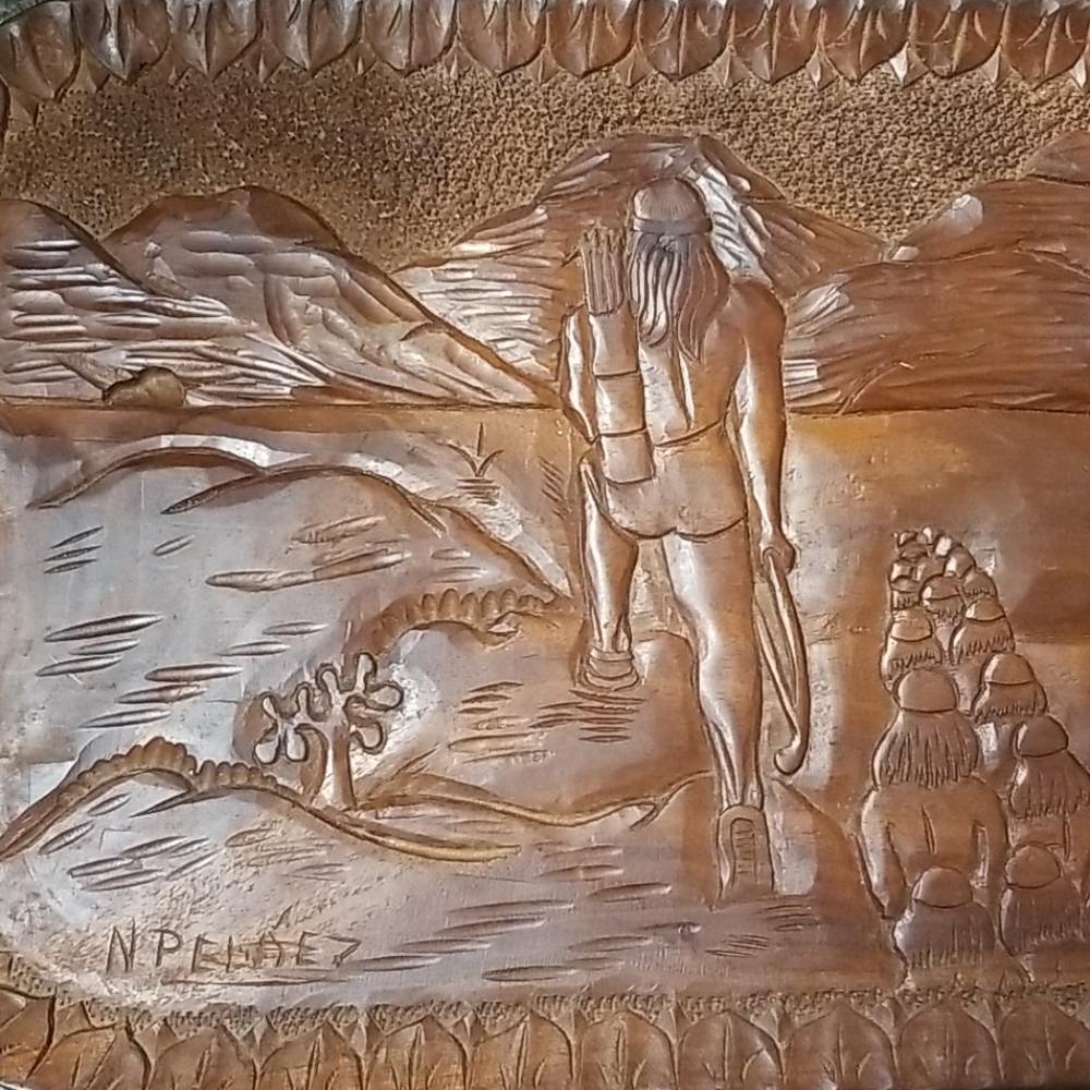 Handcarved Tribal Art Wood Wall Art Signed